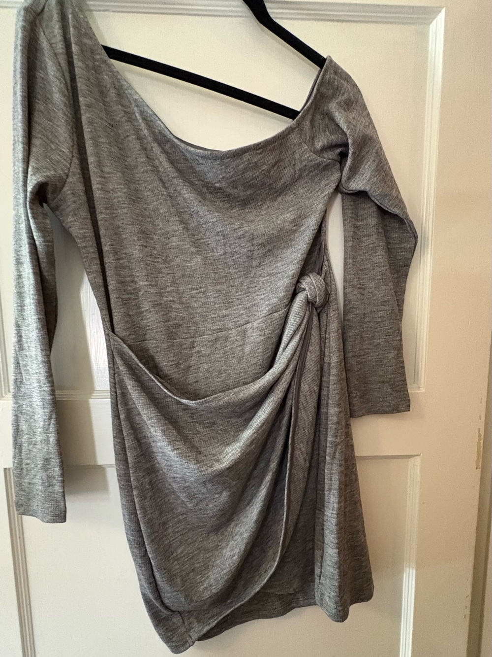 Lovers + Friends Gray Draped Long Sleeve Knit Dress